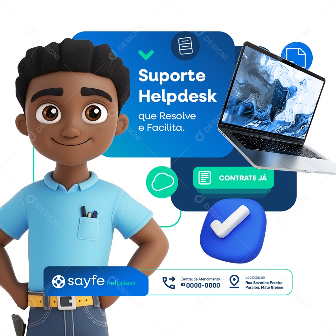 Suporte Helpdesk Que Resolve a Facilita Social Media PSD Editável