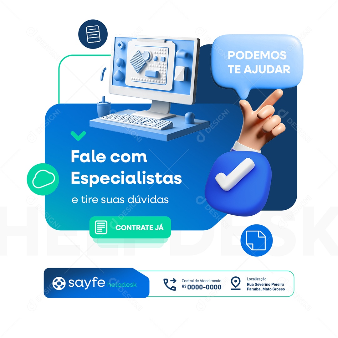 Help Desk Fale com Especialistas Podemos Te Ajudar Social Media PSD Editável