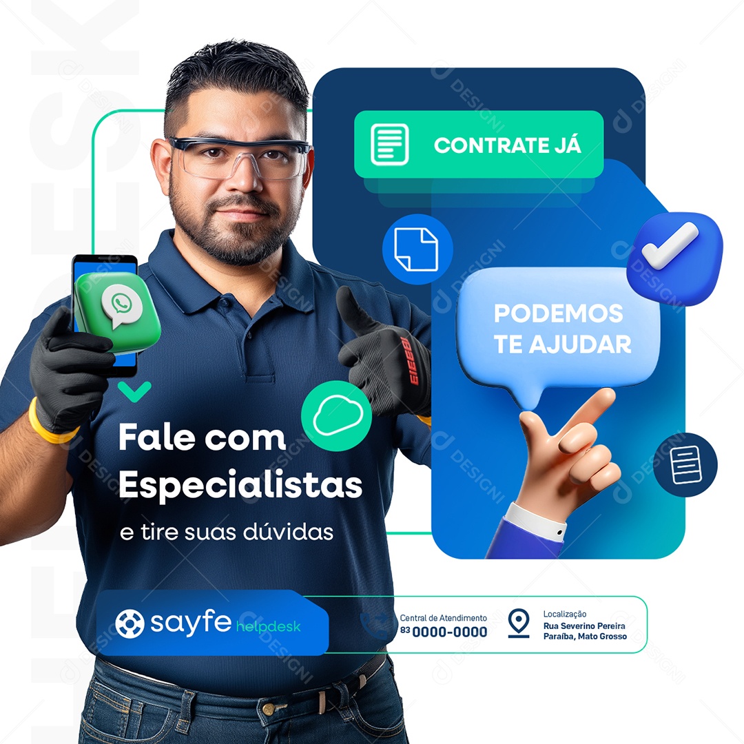 Help Desk Fale com Especialistas Social Media PSD Editável