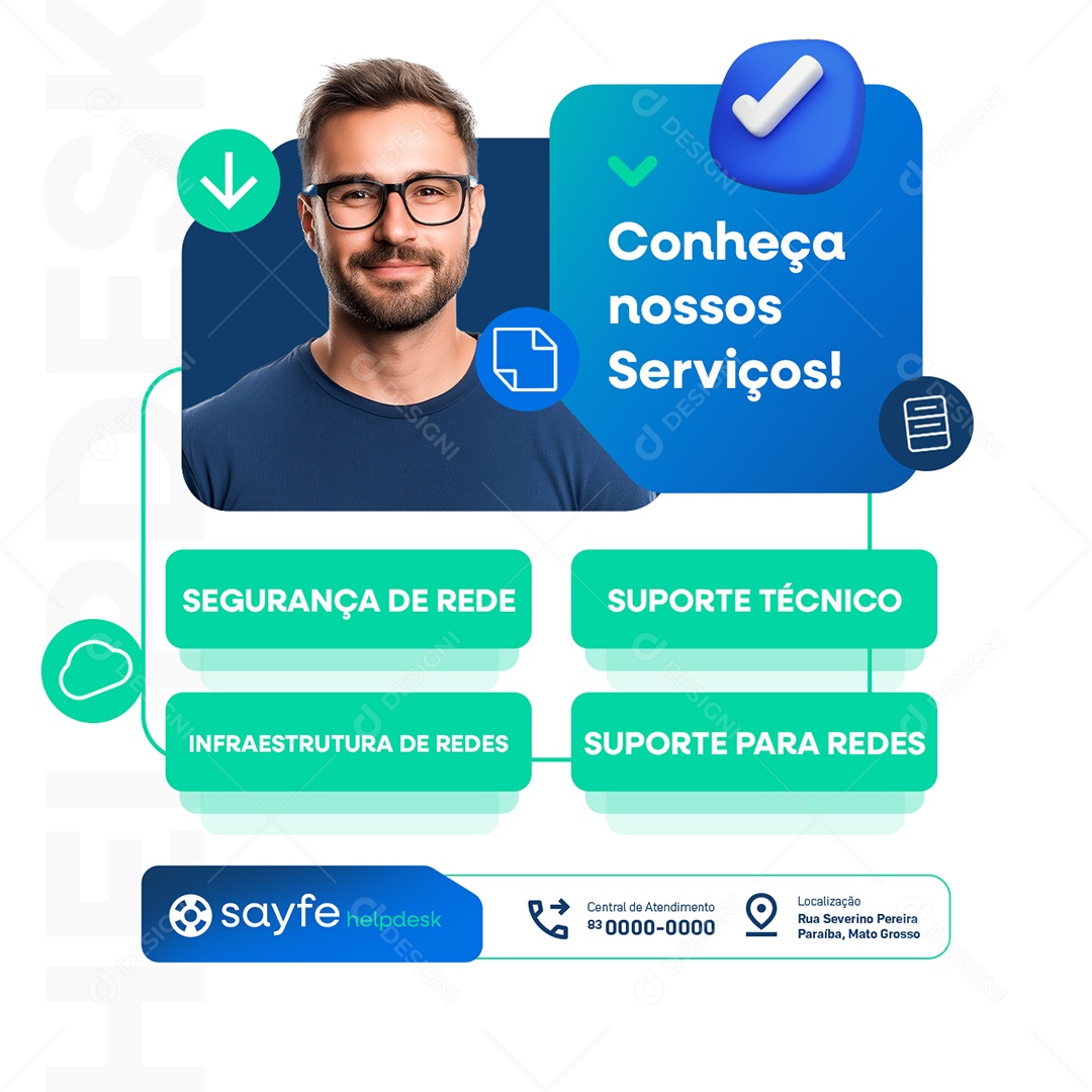 Help Desk Conheça nossos Serviços Social Media PSD Editável