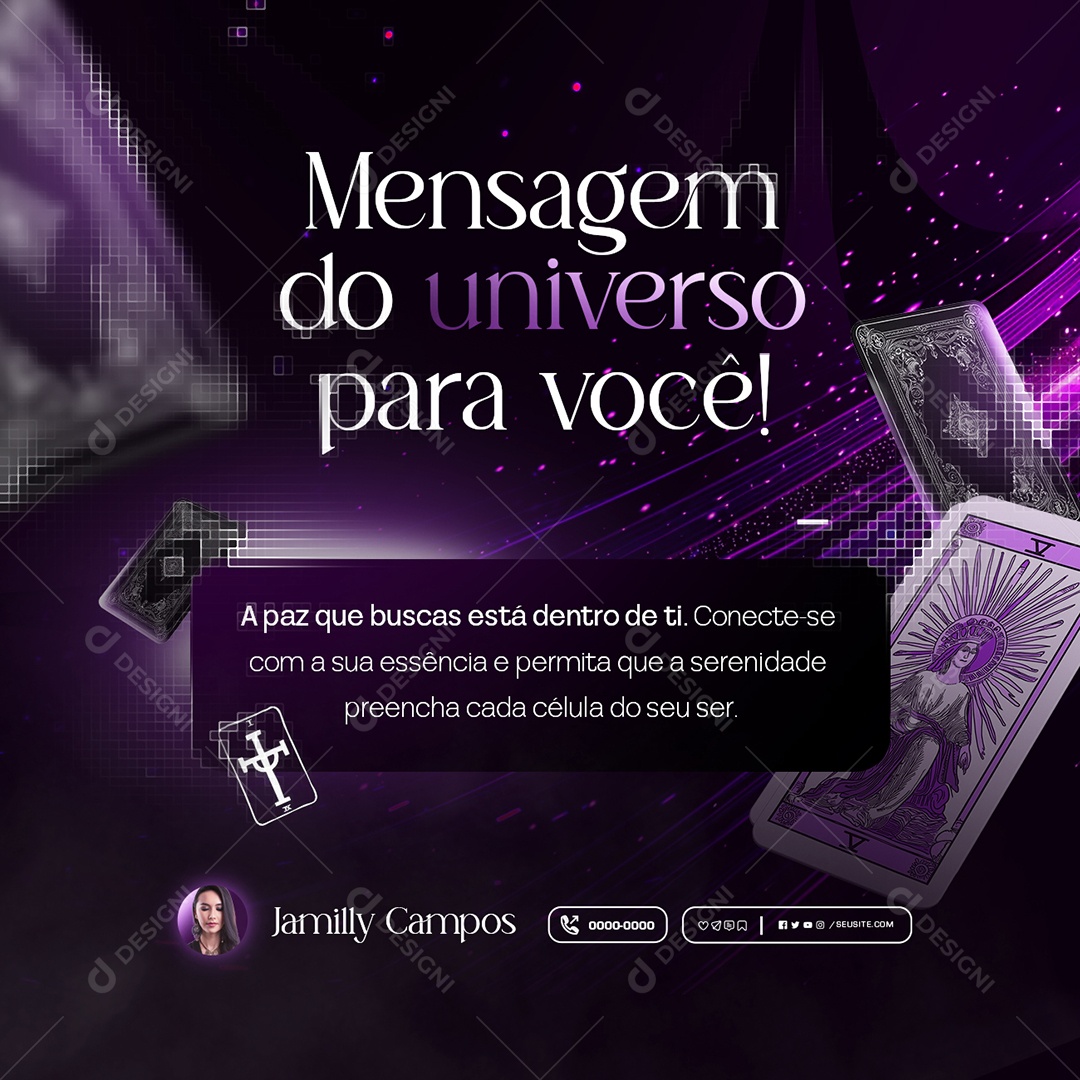 Taróloga Mensam do Universo para Você Social Media PSD Editável