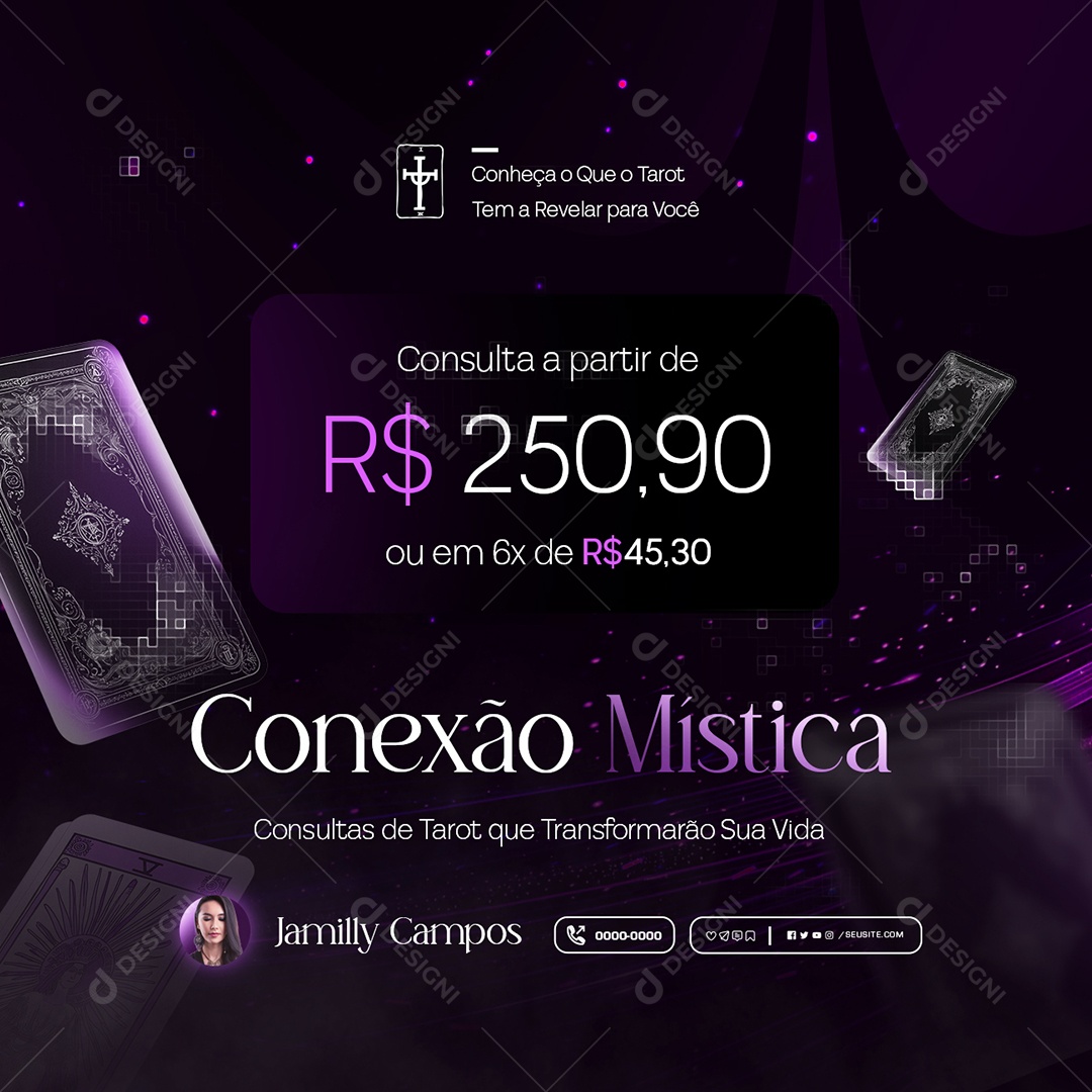 Taróloga Conexão Mística Social Media PSD Editável