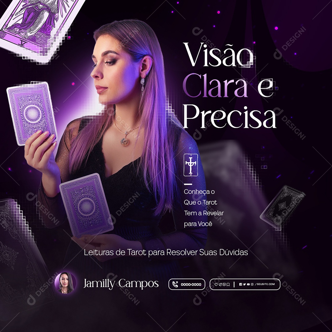 Taróloga Visão Clara e Precisa Social Media PSD Editável