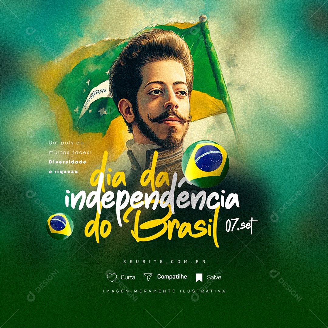 Dia da Independência do Brasil 07 de Setembro Social Media PSD Editável
