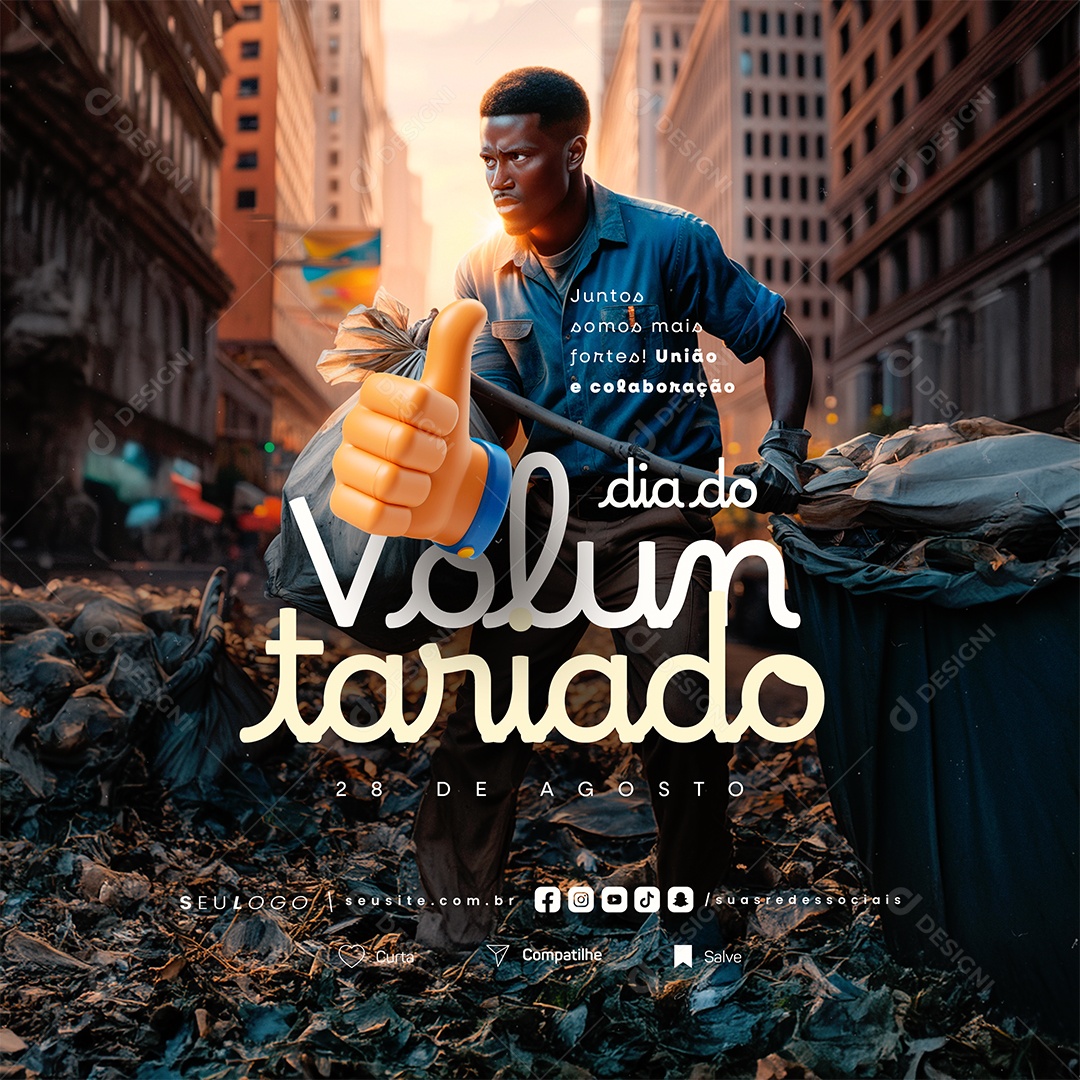 Social Media Dia do Voluntariado 28 de Agosto PSD Editável