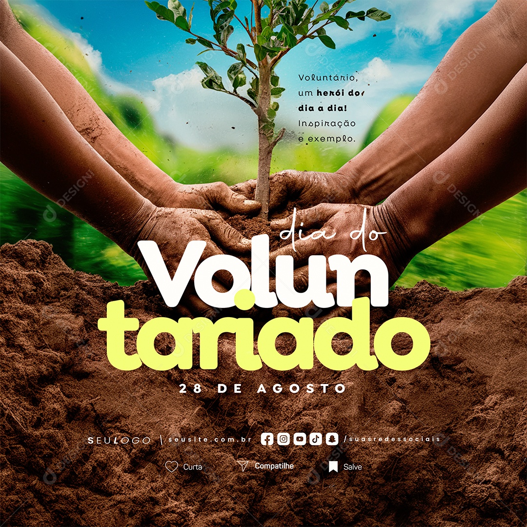 Dia do Voluntariado 28 de Agosto Social Media PSD Editável
