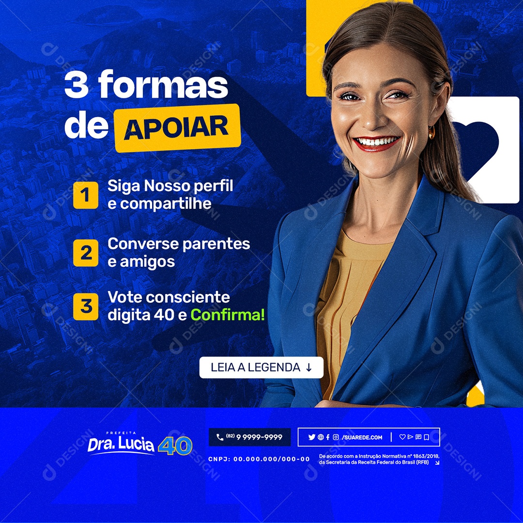 Política 2024 3 Formas de Apoiar Social Media PSD Editável