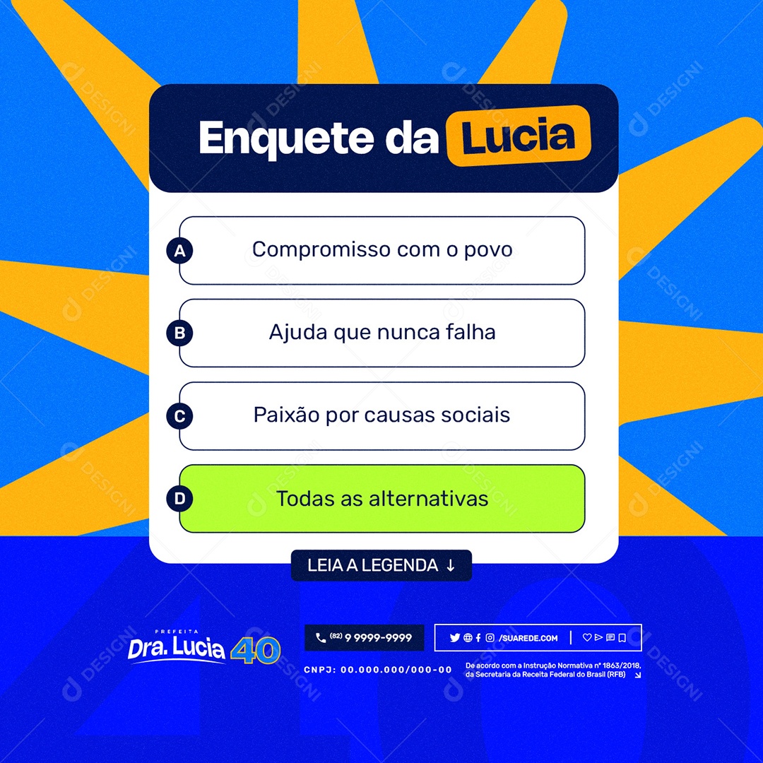 Política 2024 Enquete da Lucia Social Media PSD Editável