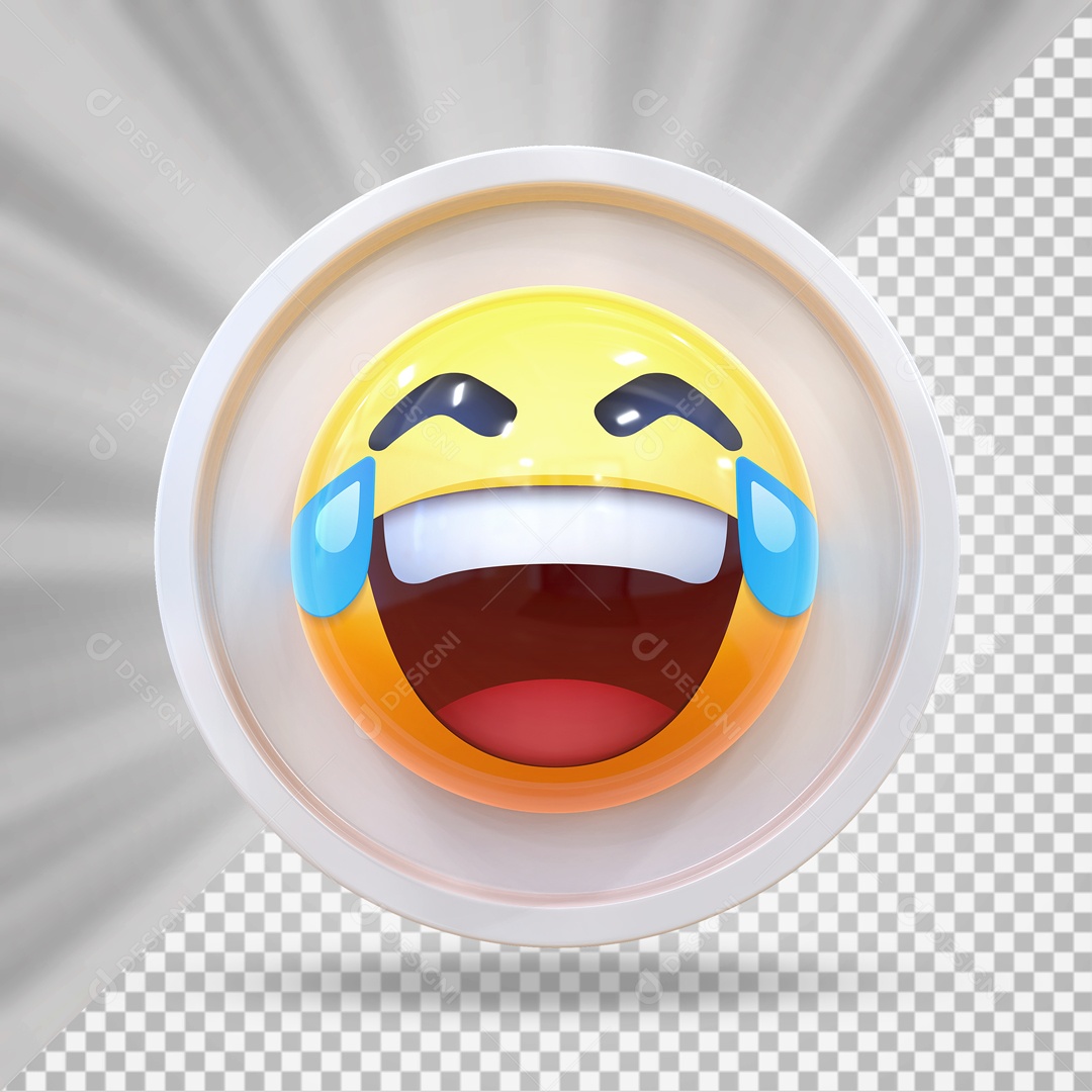 Emoji Chorando de Sorrir Elemento 3D para Composição PSD