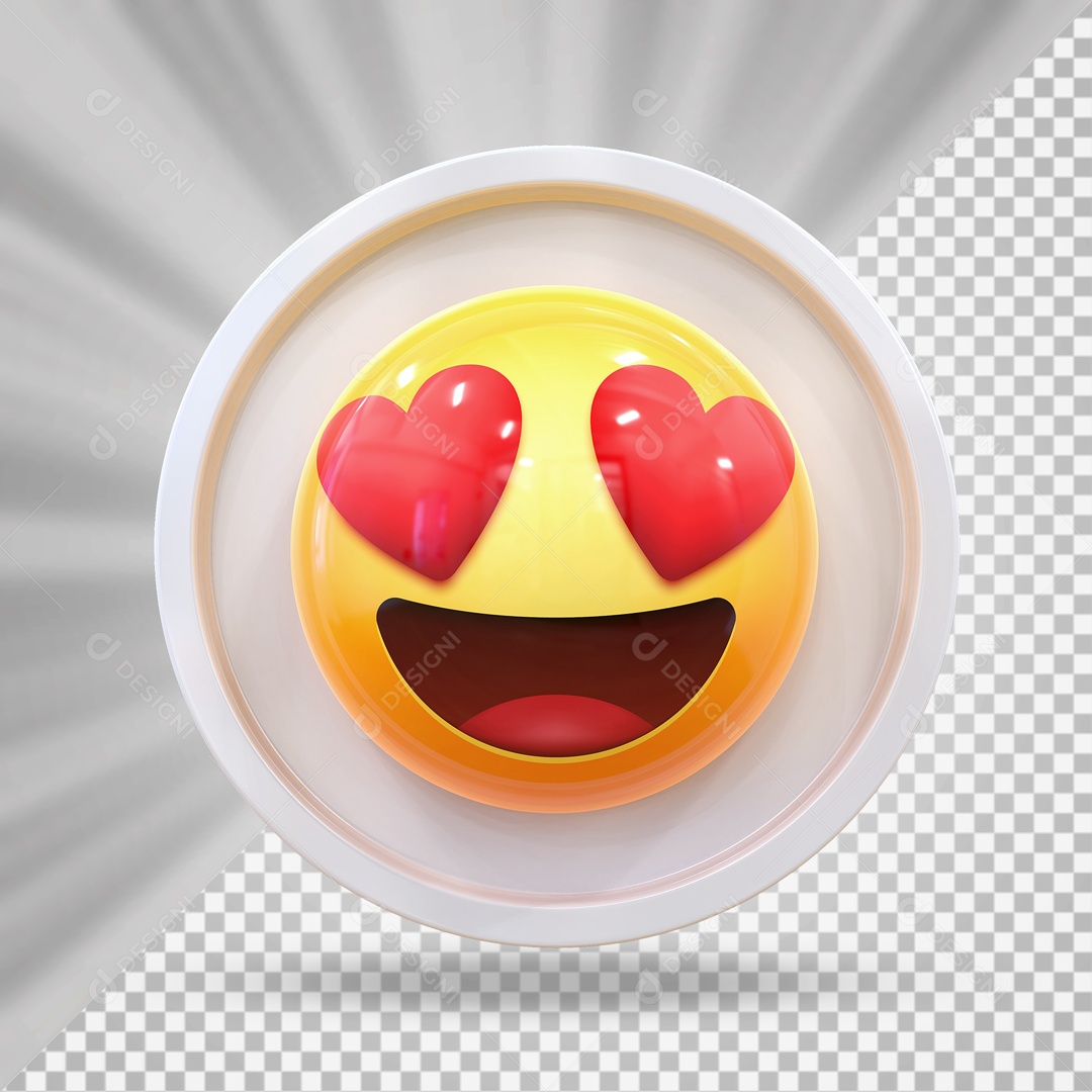 Emoji de Apaixonado Elemento 3D para Composição PSD