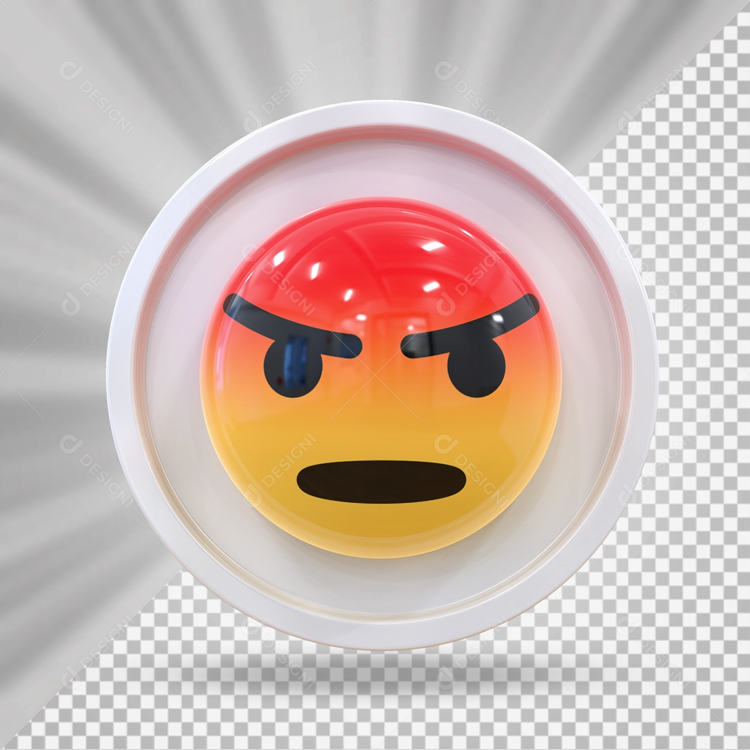 Emoji com Raiva Elemento 3D para Composição PSD