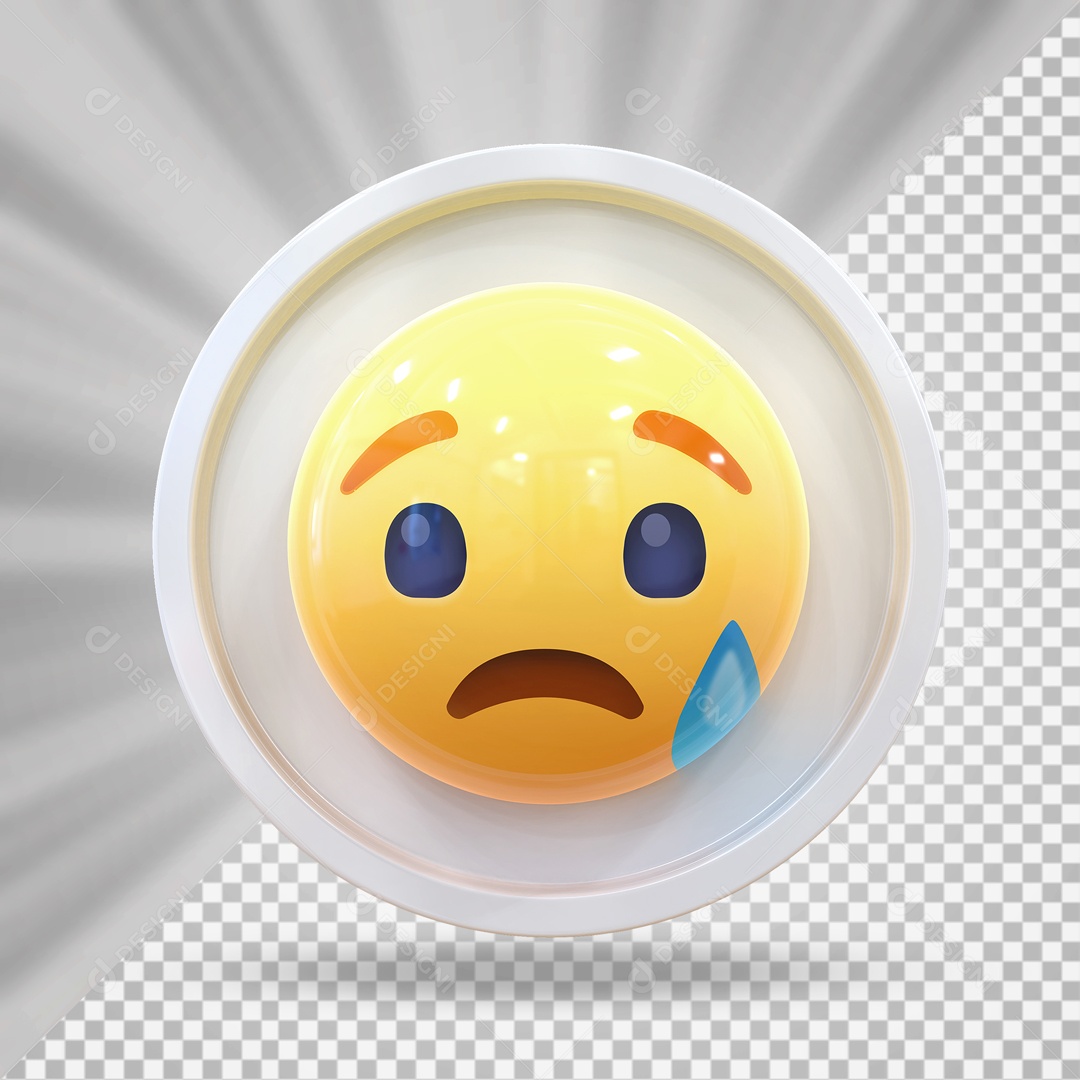 Emoji Reação de Tristeza Elemento 3D para Composição PSD