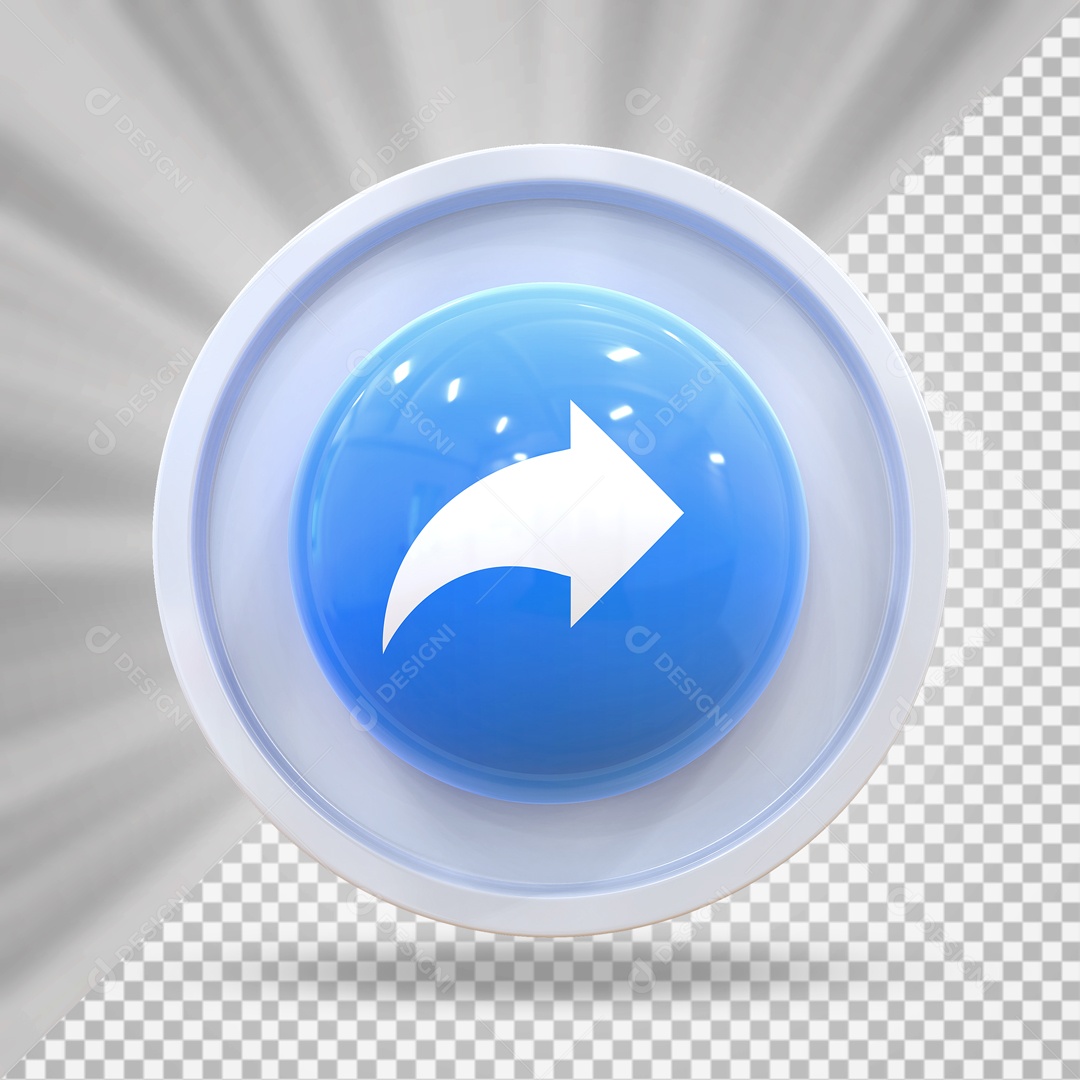 Emoji de Seta Elemento 3D Azul e Branco para Composição PSD