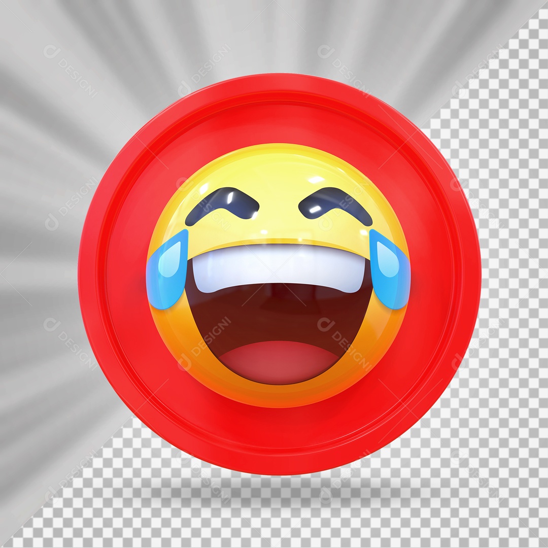 Emoji Chorando de Sorrir Elemento 3D para Composição PSD