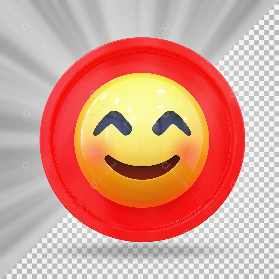 Emoji Vergonhoso Elemento 3D para Composição PSD