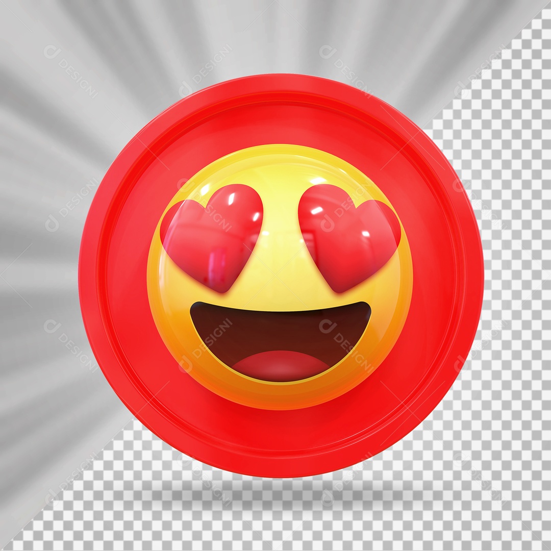 Emoji Apaixonado Elemento 3D para Composição PSD
