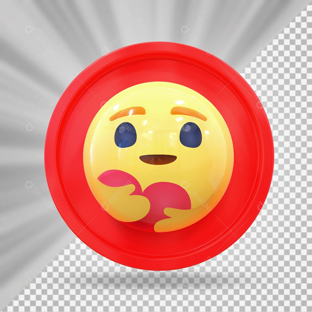 Emoji Segurando um Coração Elemento 3D para Composição PSD