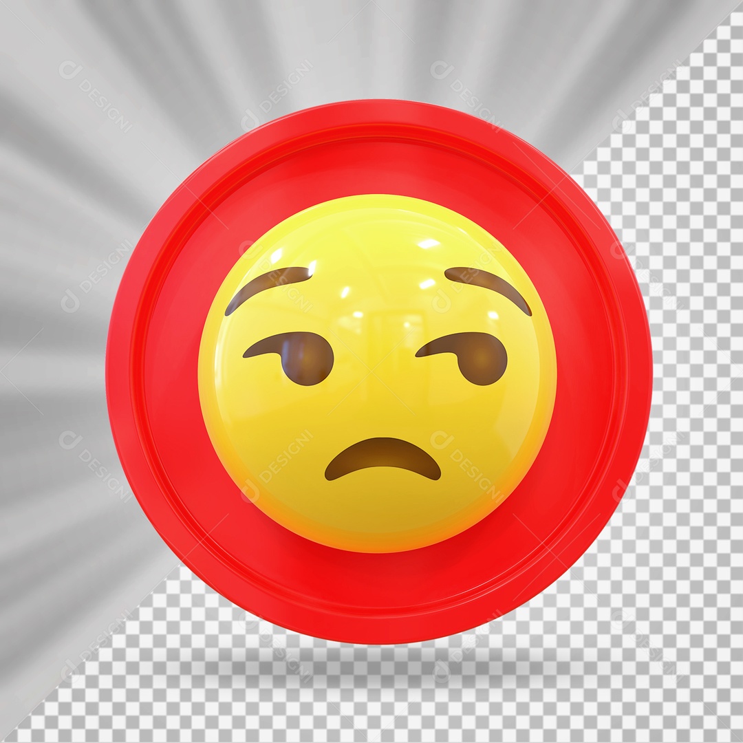 Emoji Desconfiado Elemento 3D para Composição PSD