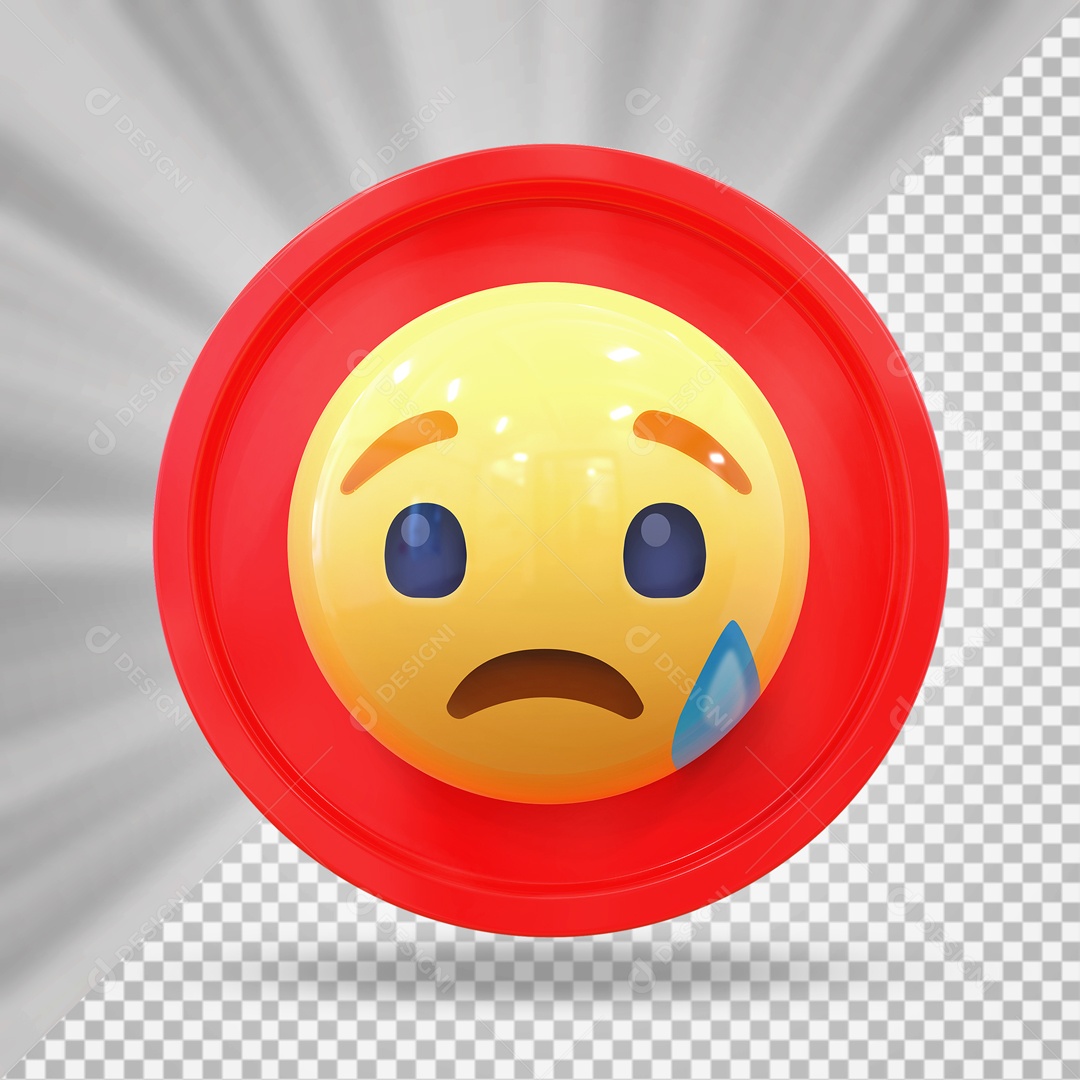 Emoji Triste Elemento 3D para Composição PSD