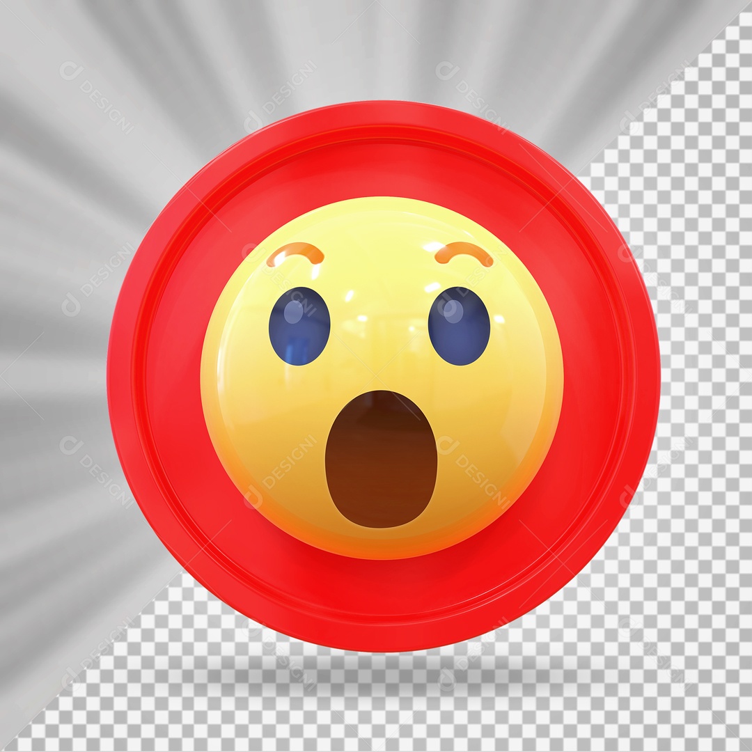 Emoji Surpreso Elemento 3D para Composição PSD