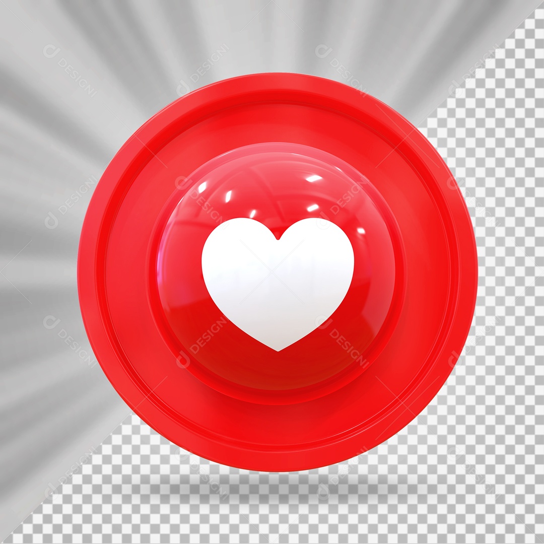 Emoji de Coração Elemento 3D para Composição PSD