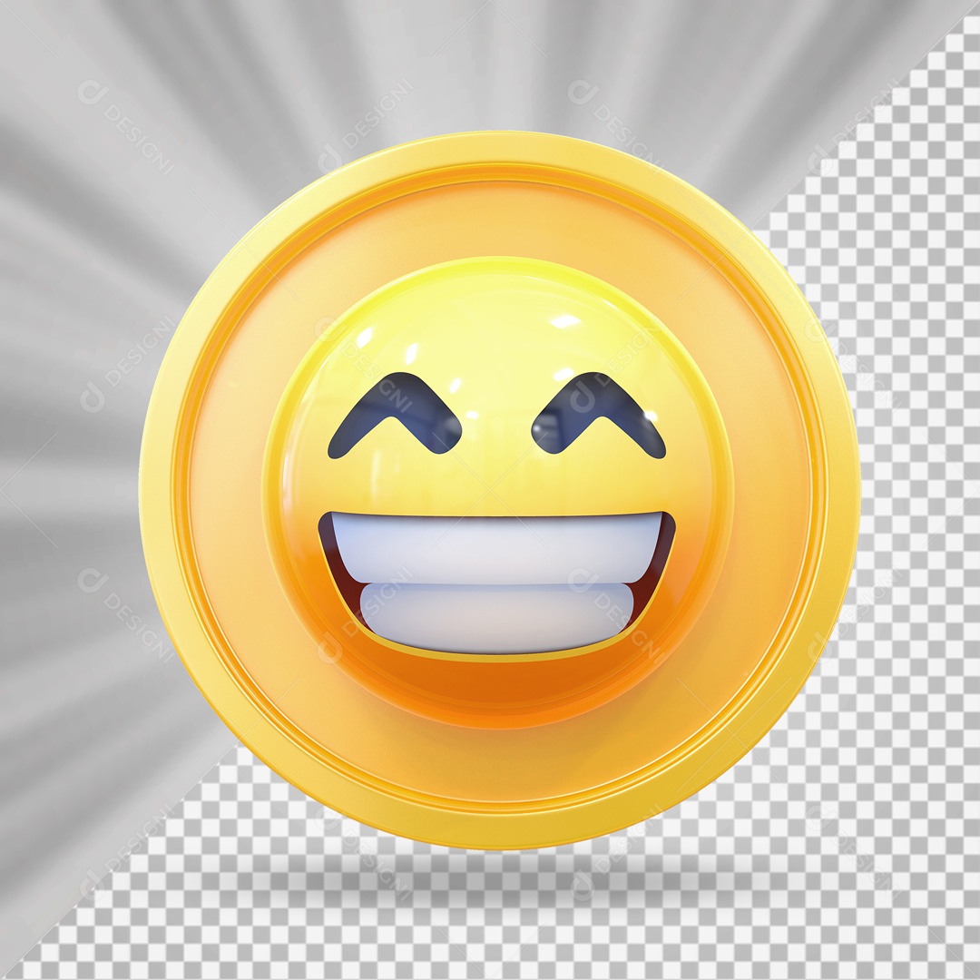 Emoji Sorrindo Elemento 3D para Composição PSD