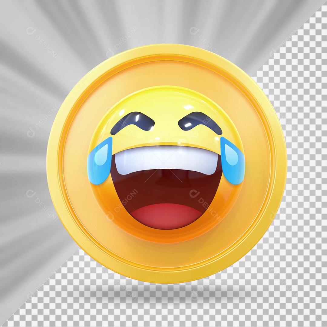 Emoji Reação Chorando de Sorrir Elemento 3D para Composição PSD
