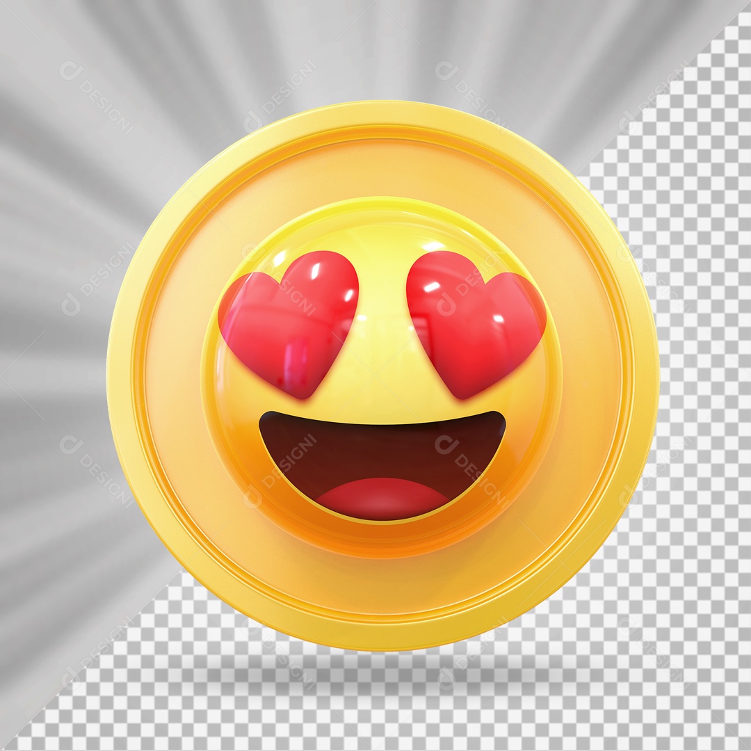 Emoji Reação Apaixonado Elemento 3D para Composição PSD