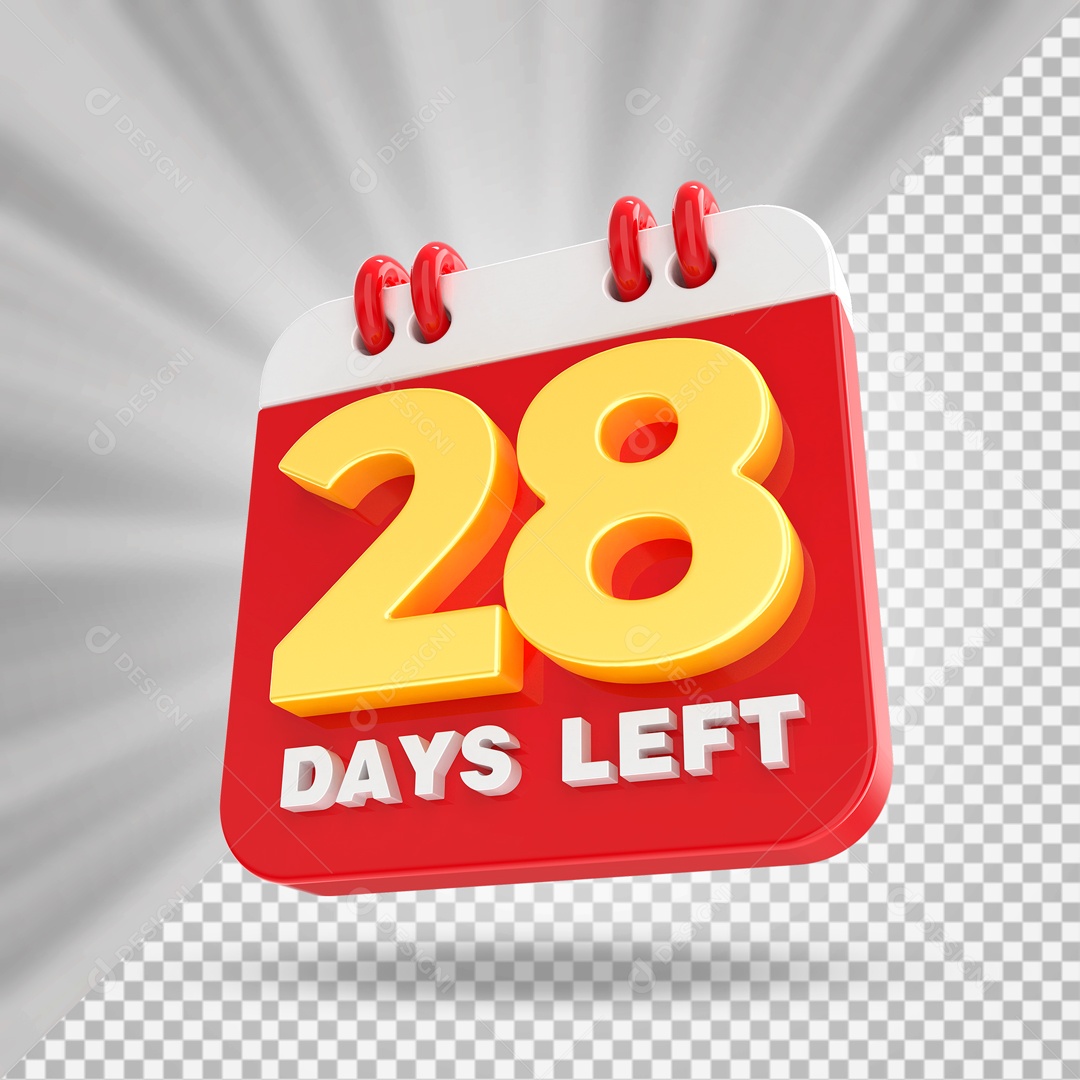 Calendário 28 Elemento 3D Vermelho para Composição PSD