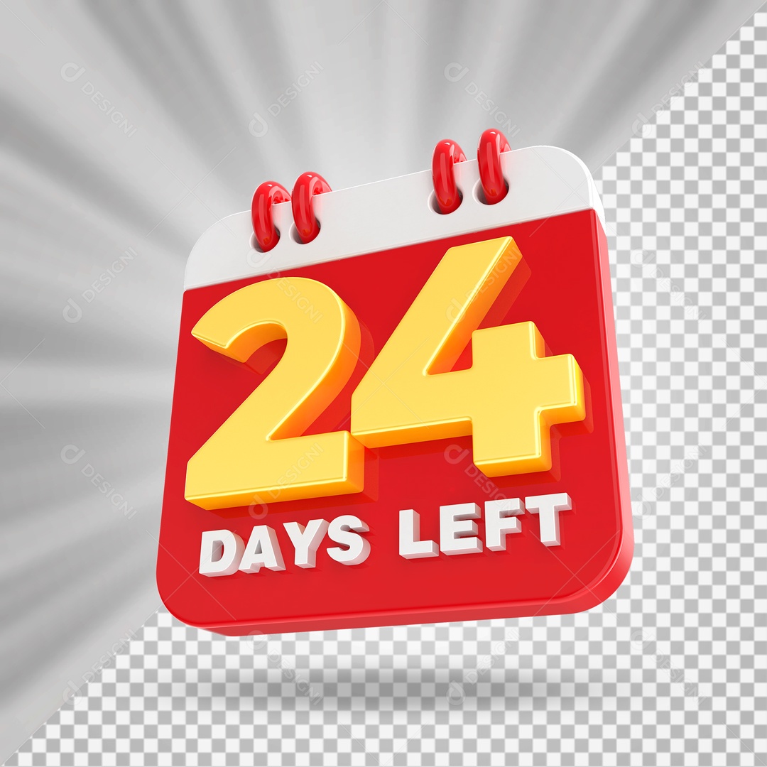 Calendário 24 Elemento 3D Vermelho para Composição PSD