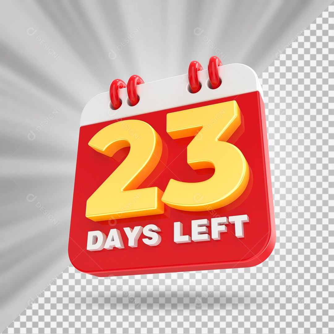 Calendário 23 Elemento 3D Vermelho para Composição PSD