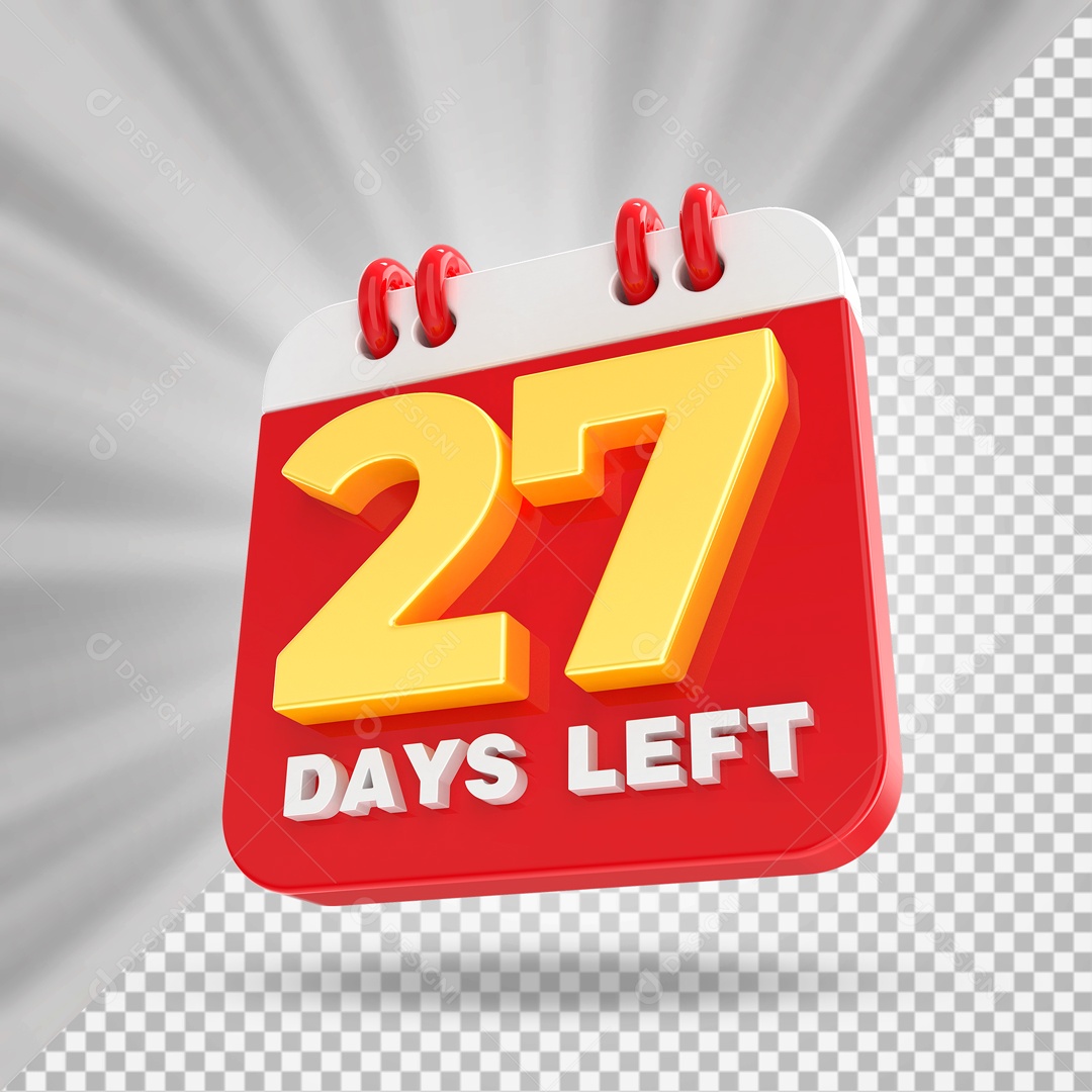 Calendário 27 Elemento 3D Vermelho para Composição PSD