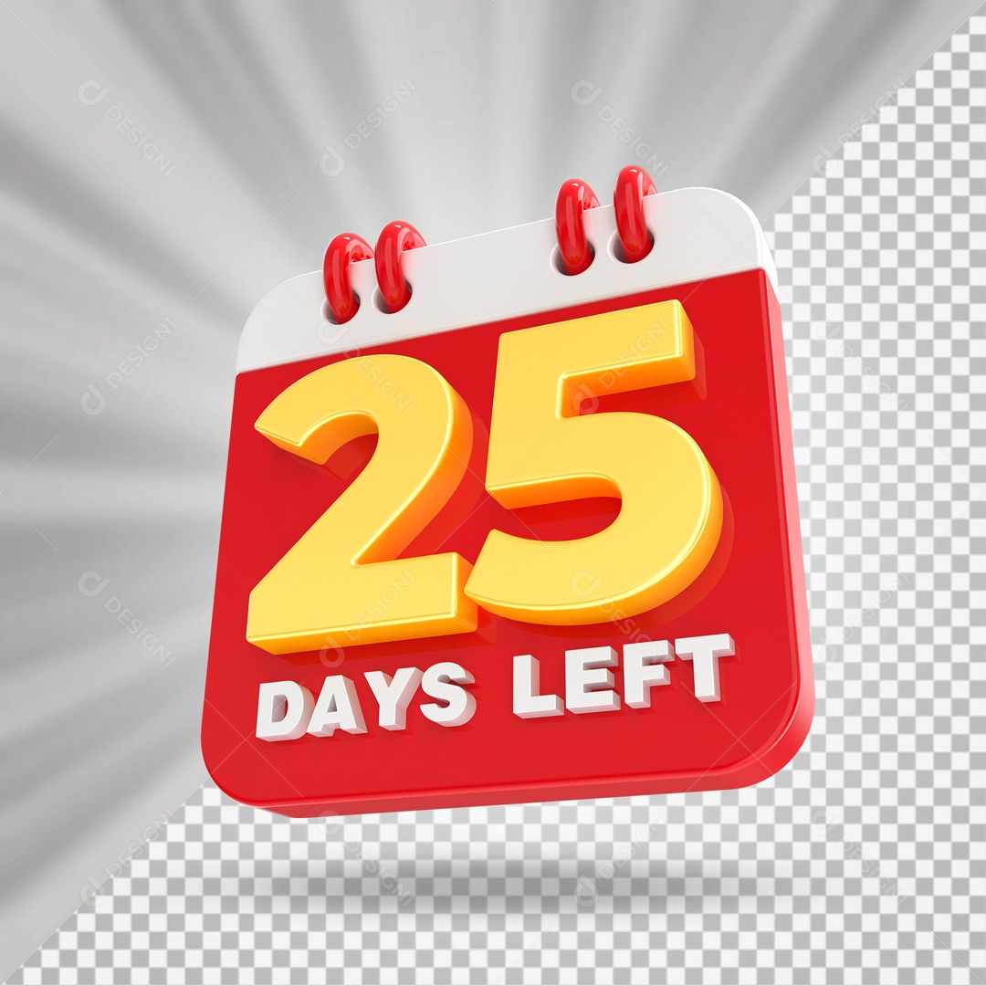 Calendário 25 Elemento 3D Vermelho para Composição PSD