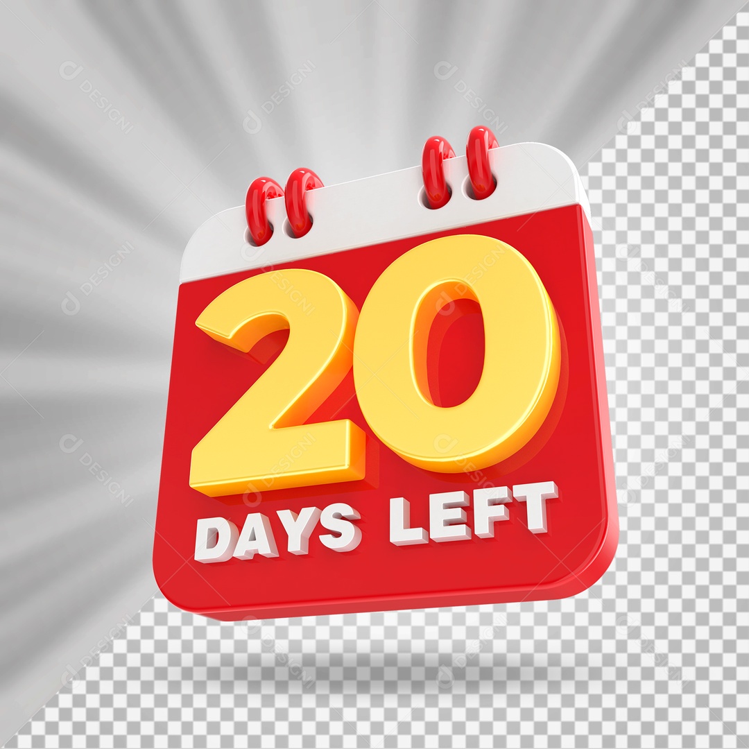 Calendário 20 Elemento 3D Vermelho para Composição PSD
