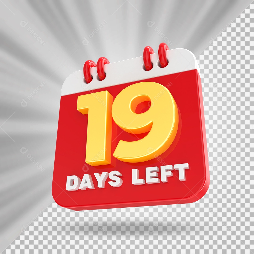 Calendário 19 Elemento 3D Vermelho para Composição PSD
