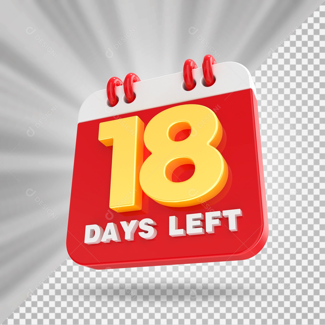 Calendário 18 Elemento 3D Vermelho para Composição PSD