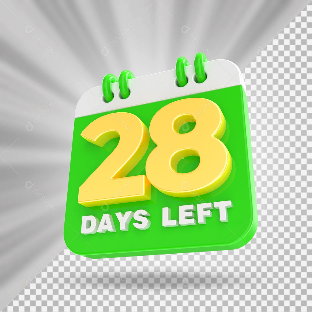 Calendário 28 Elemento 3D para Composição PSD
