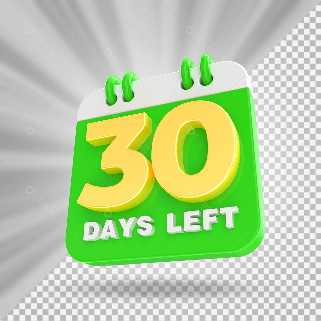 Calendário 30 Elemento 3D para Composição PSD