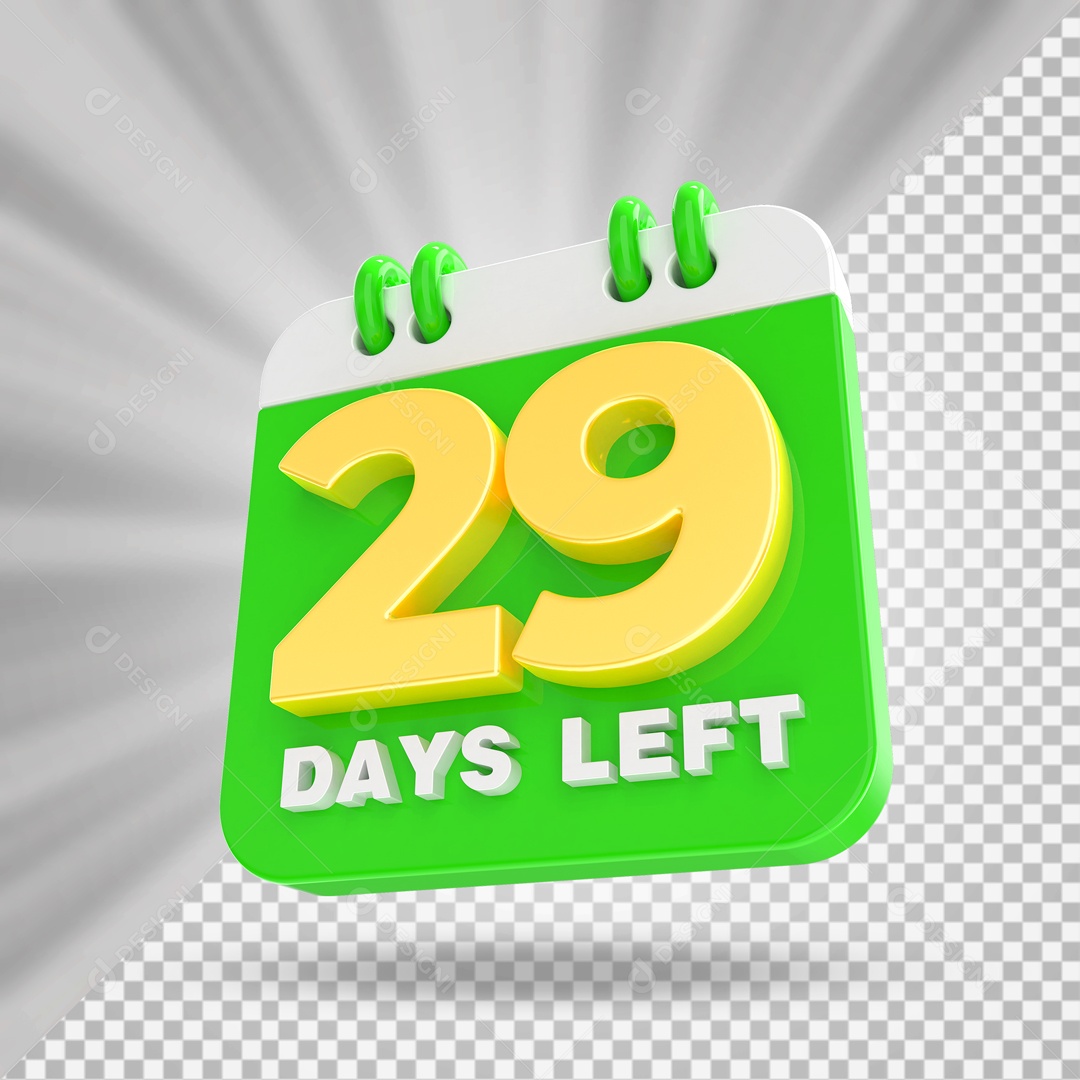 Calendário 29 Elemento 3D para Composição PSD
