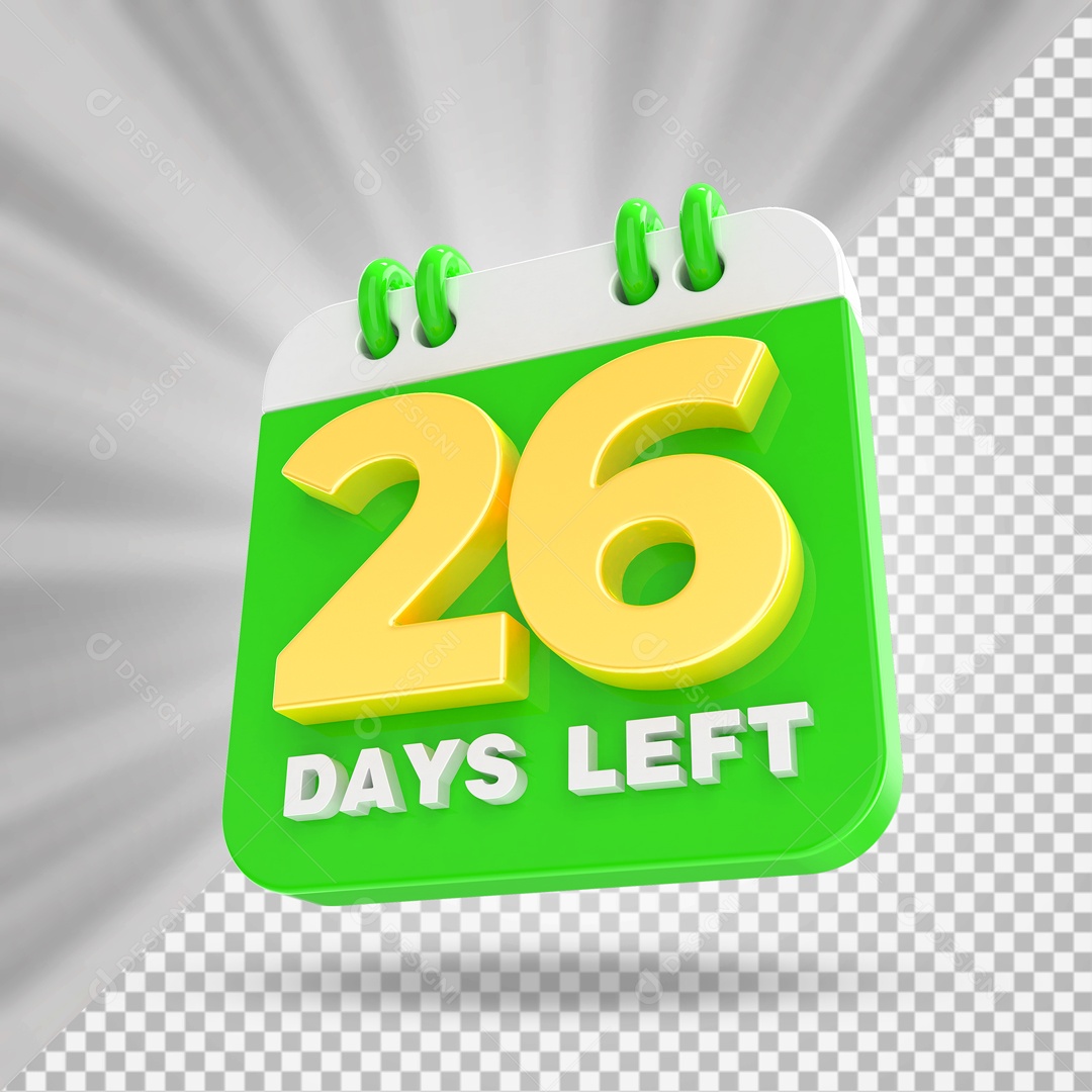Calendário 26 Elemento 3D para Composição PSD