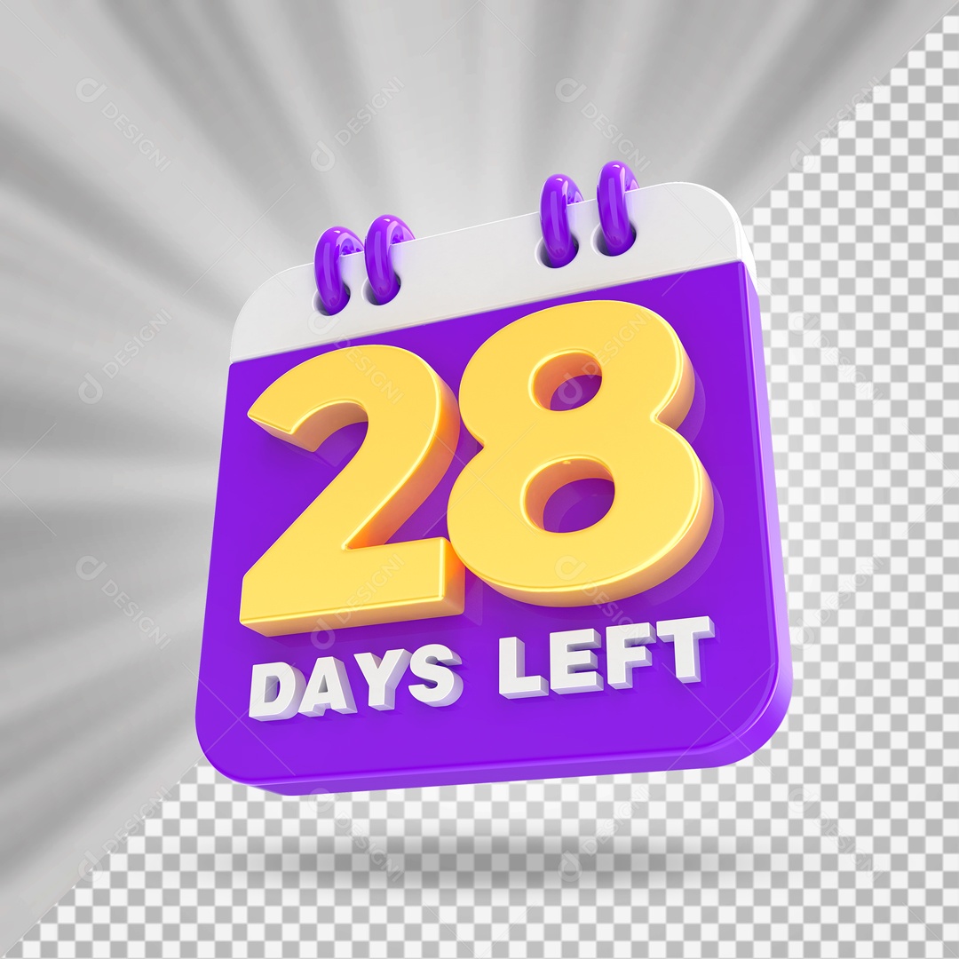 Calendário 28 Elemento 3D Roxo para Composição PSD
