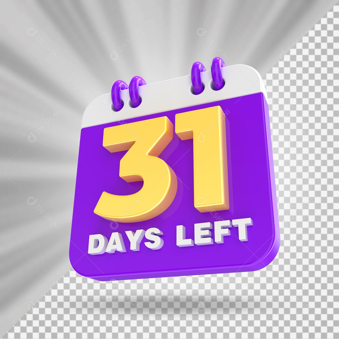 Calendário 31 Elemento 3D Roxo para Composição PSD