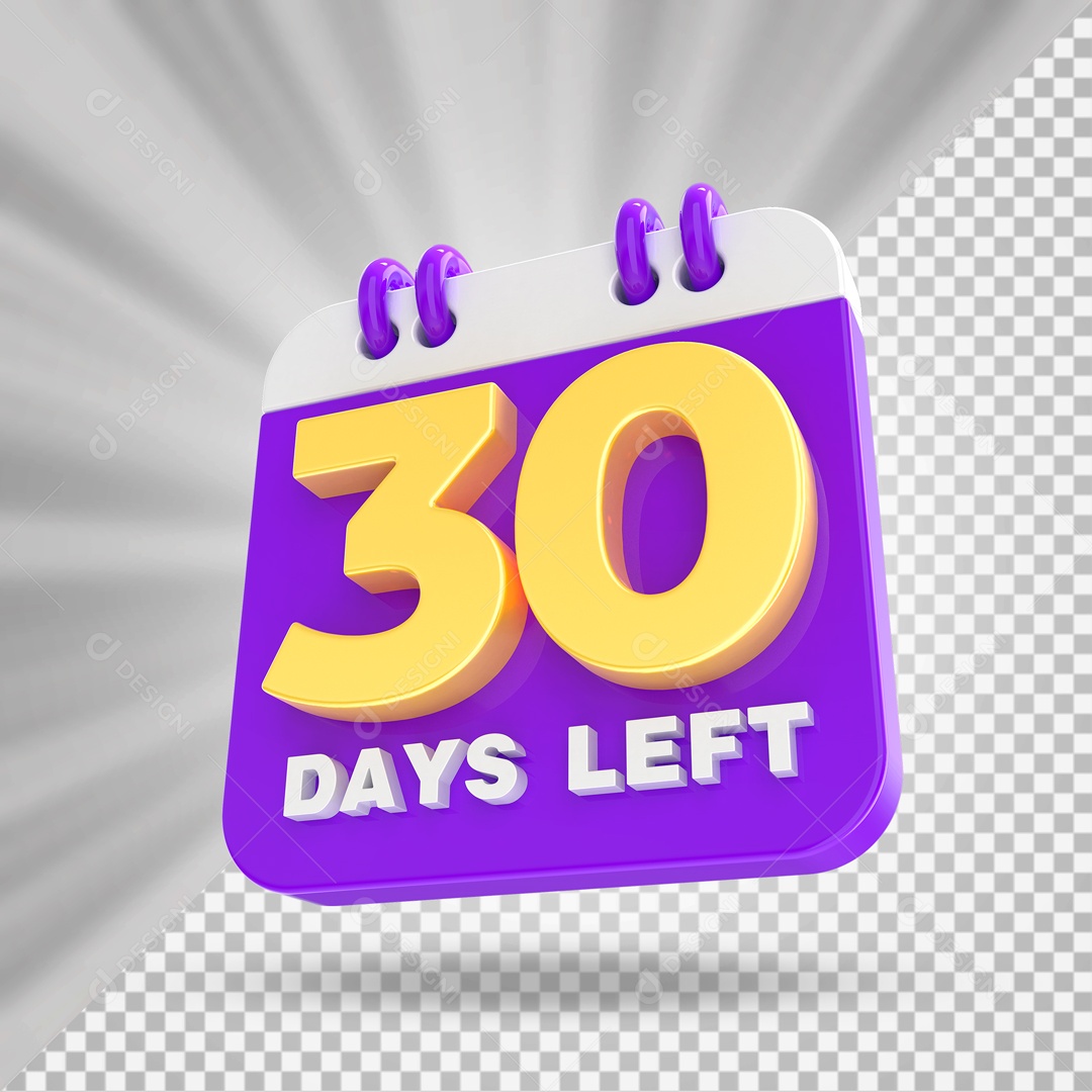 Calendário 30 Elemento 3D Roxo para Composição PSD