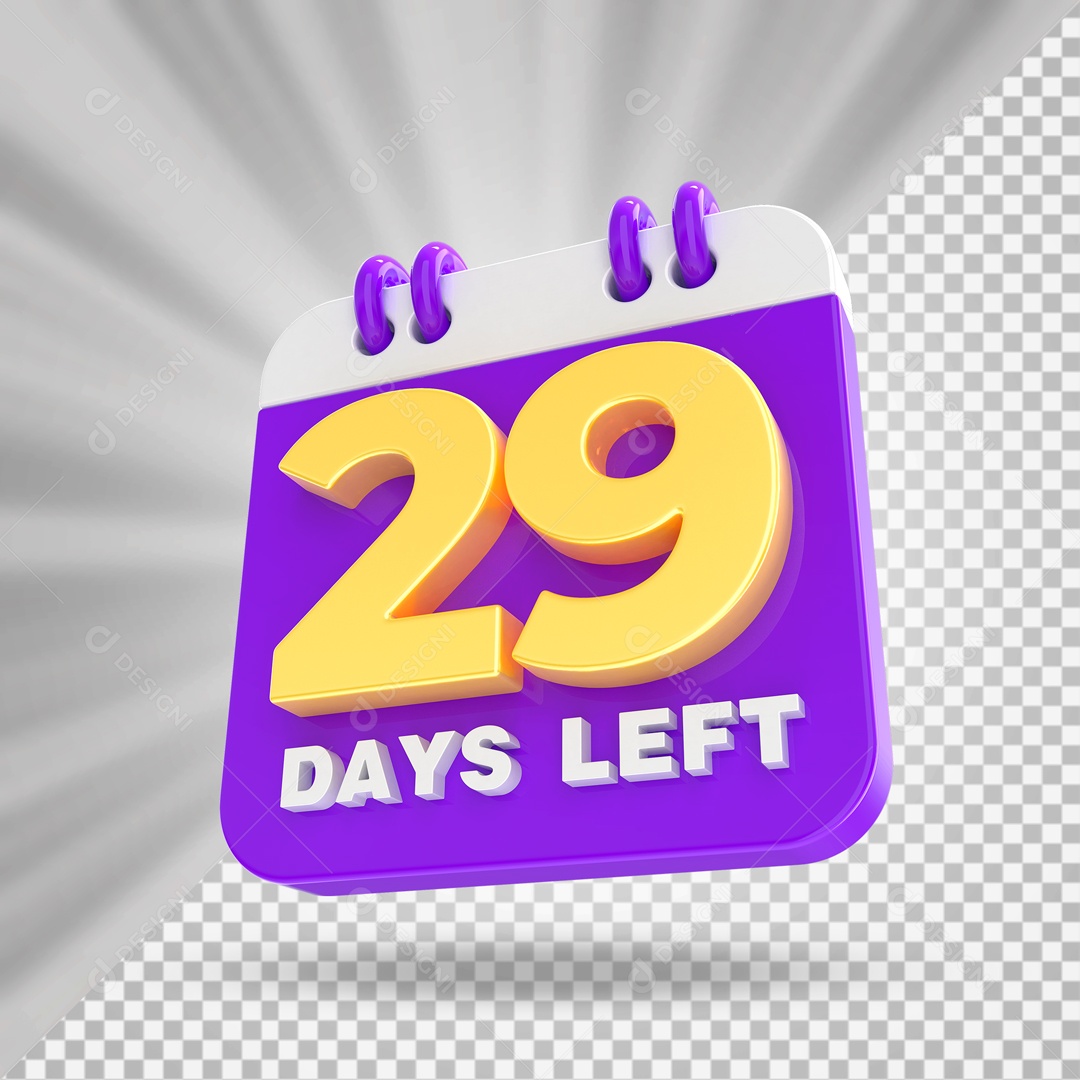 Calendário 29 Elemento 3D Roxo para Composição PSD