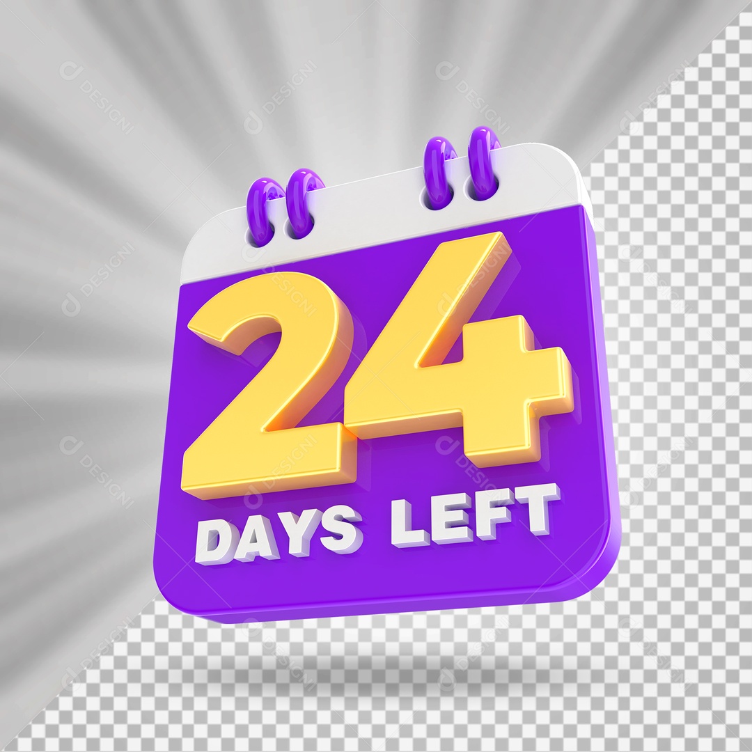 Calendário 24 Elemento 3D Roxo para Composição PSD