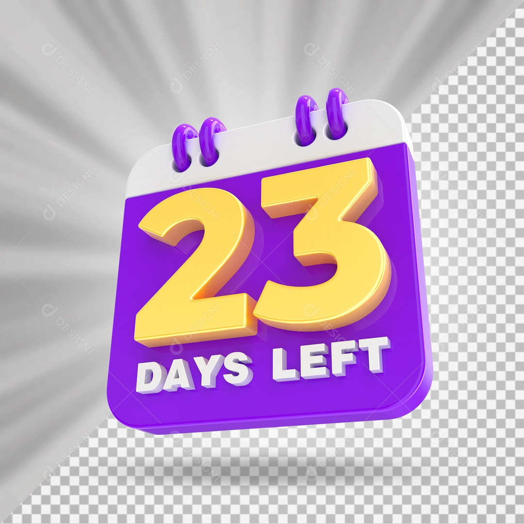 Calendário 23 Elemento 3D Roxo para Composição PSD