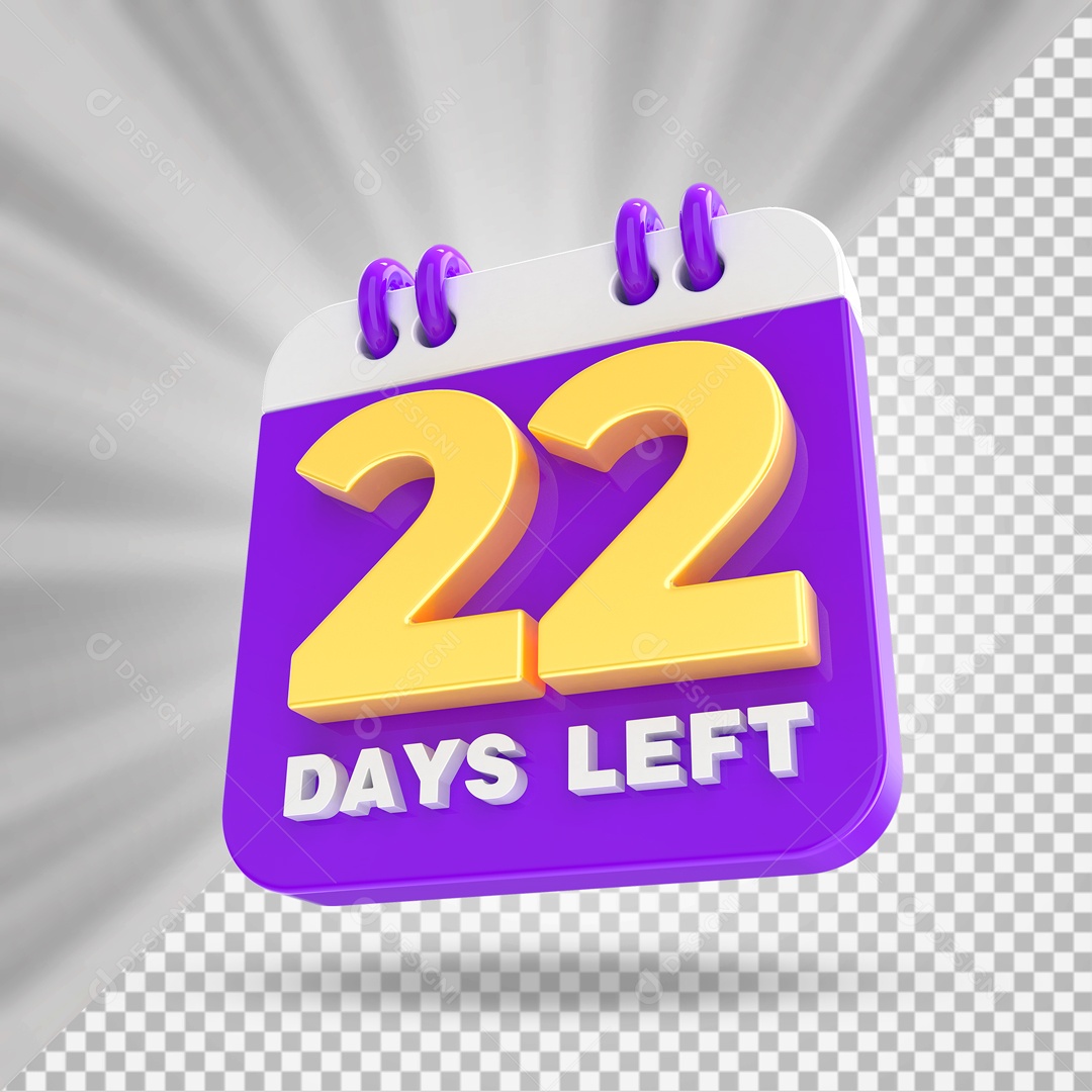 Calendário 22 Elemento 3D Roxo para Composição PSD