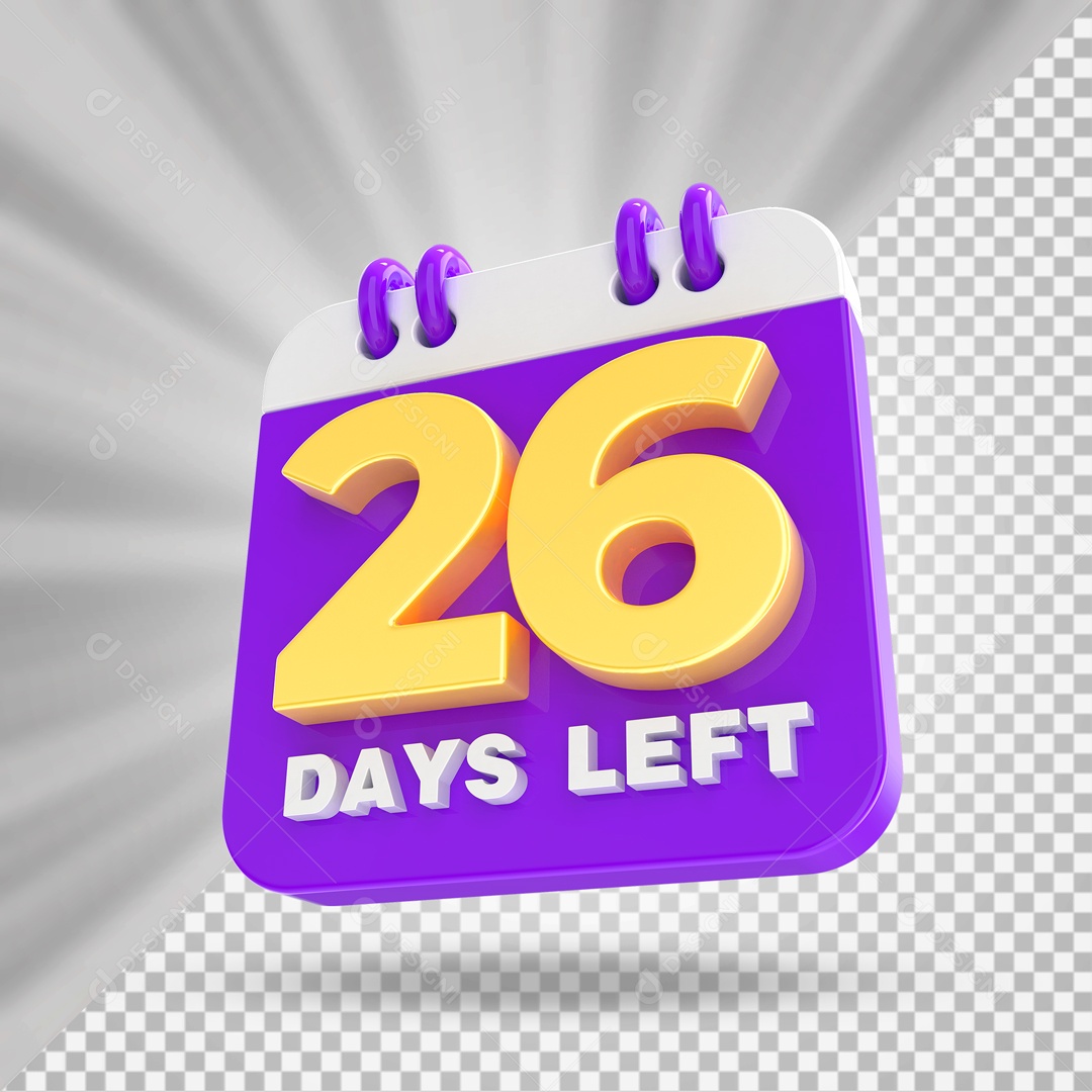 Calendário 26 Elemento 3D Roxo para Composição PSD
