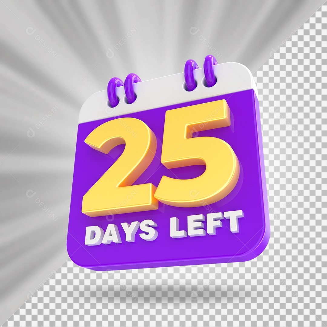 Calendário 25 Elemento 3D Roxo para Composição PSD