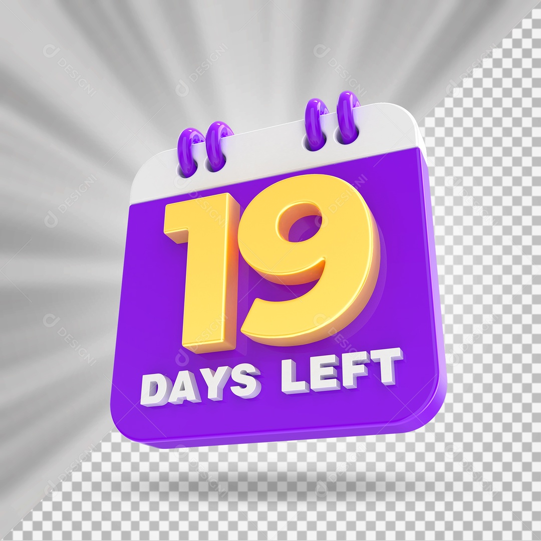 Calendário 19 Elemento 3D Roxo para Composição PSD